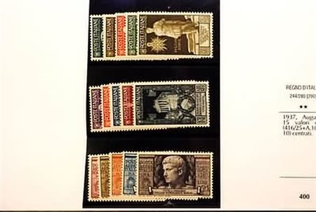 REGNO D'ITALIA - 1937, Augusto, 15 valori cpl. (416/25+A.106/10)...