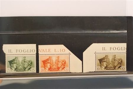 REGNO D'ITALIA - 1941, Asse 3 valori cpl. non emessi (457A/C).(GOMMA INTEGRA)
