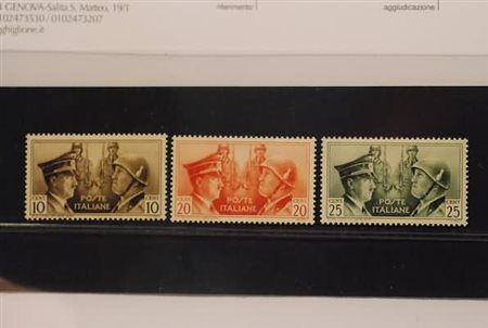 REGNO D'ITALIA - 1941, Asse Roma-Berlino, non emessi 3 valori cpl....