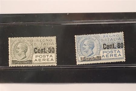 REGNO D'ITALIA - 1927, Posta aerea, soprastampati 2 valori cpl. (8/9).(GOMMA...