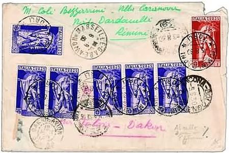 REGNO D'ITALIA - 1930, Posta aerea, Ferrucci 50 c. (18) 6 esemplari + 1 lira...