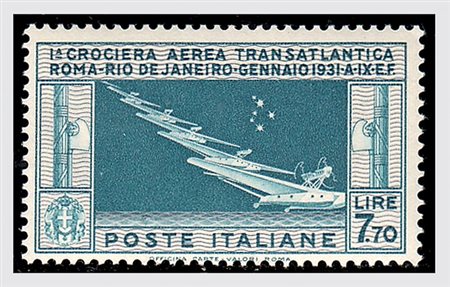 REGNO D'ITALIA - 1930, Posta aerea, Crociera Balbo 7,70 lire (25). (G.Bolaffi...