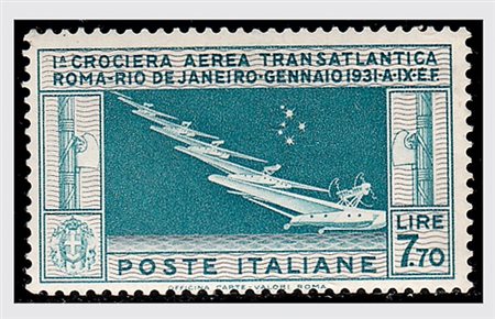 REGNO D'ITALIA - 1930, Posta aerea, Crociera Balbo 7,70 lire (25). (Cert. R....
