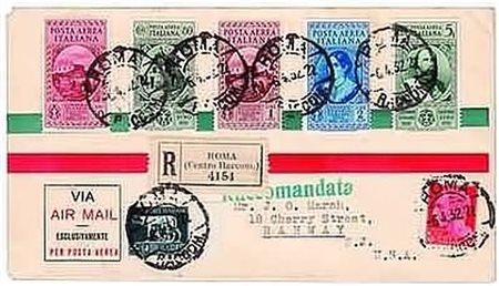 REGNO D'ITALIA - 1932, Posta aerea, Garibaldi 5 valori (32/36) + Imperiale 20...