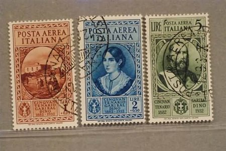 REGNO D'ITALIA - 1932, Posta aerea, Garibaldi 3 alti valori (34,35,36). (R....