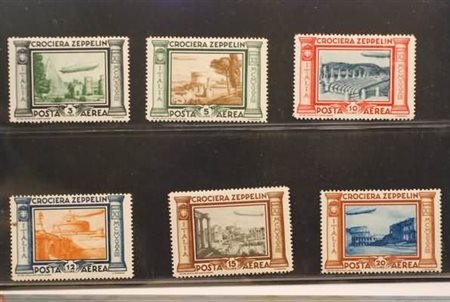 REGNO D'ITALIA - 1933, Posta aerea, Zeppelin, 6 valori cpl. (45/50).(GOMMA...