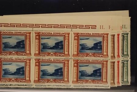 REGNO D'ITALIA - 1933, Posta aerea, Crociera Zeppelin, 6 valori cpl. (45/50)...