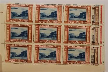 REGNO D'ITALIA - 1933, Posta aerea, Crociera Zeppelin, 6 valori (45/50) in...