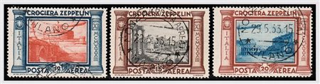 REGNO D'ITALIA - 1933, Posta aerea, Crociera Zeppelin, 6 valori cpl. (45/50)....