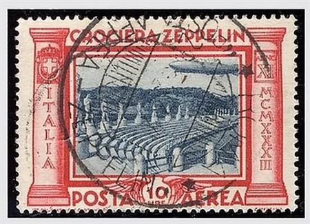 REGNO D'ITALIA - 1933, Posta aerea, Zeppelin 10 lire 47 (47).Non comune....