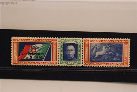 REGNO D'ITALIA - 1933, Posta aerea, Trittico da 5,25 + 19,75 sigla "BIAN" (A...