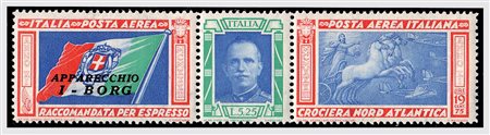 REGNO D'ITALIA - 1933, Posta aerea, Trittico I-BORG con varietà "ciuffo"...