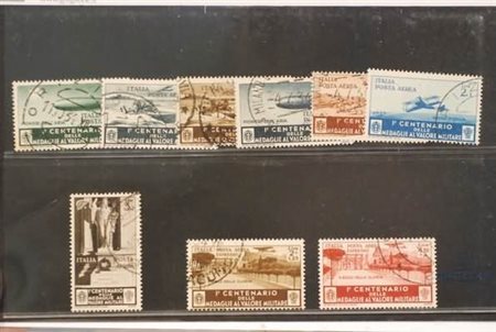 REGNO D'ITALIA - 1934, Posta aerea, Medaglie 9 valori cpl. (74/82).(USATO)