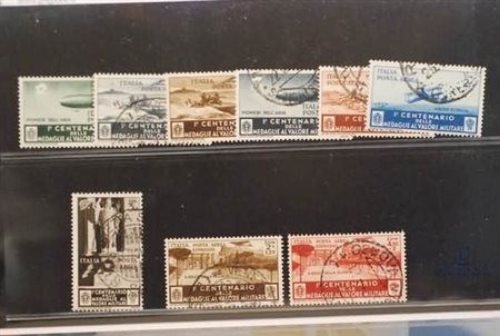 REGNO D'ITALIA - 1934, Posta aerea, Medaglie 9 valori cpl. (74/82). Annulli...