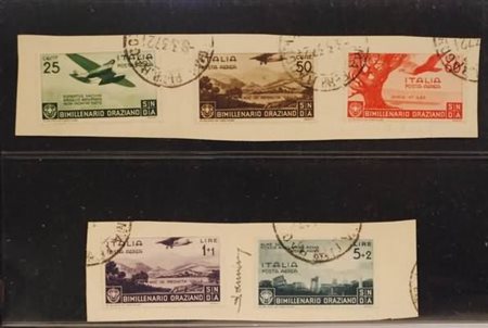 REGNO D'ITALIA - 1936, Posta aerea, Orazio 5 valori cpl. (95/99) su 2 piccoli...