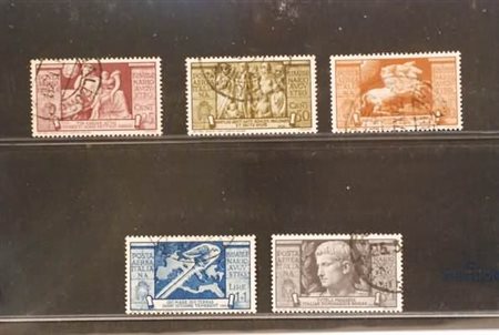 REGNO D'ITALIA - 1937, Posta aerea, Augusto 5 valori cpl. (106/10), annullli...