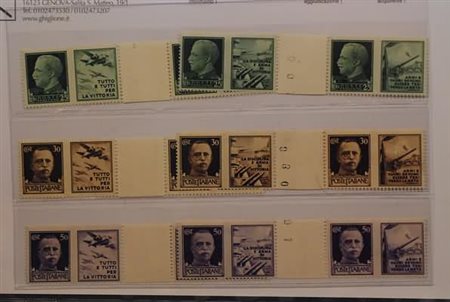 REGNO D'ITALIA - 1942, Propaganda guerra, 12 valori cpl. (1/12) sei coppie...