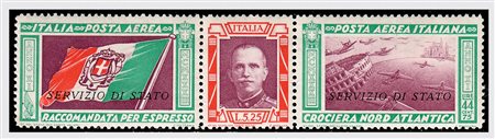 REGNO D'ITALIA - 1933, Servizio aereo, trittico soprastampato "Servizio di...