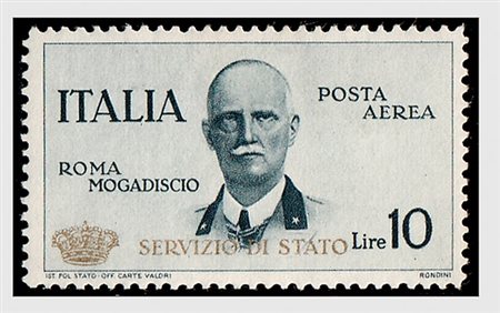 REGNO D'ITALIA - 1934, Servizio aereo, 10 lire ardesia "coroncina" (2) ben...