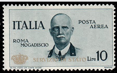 REGNO D'ITALIA - 1934, Servizio aereo, 10 lire ardesia "coroncina" (2)....