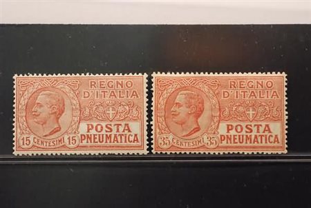 REGNO D'ITALIA - 1927-28, Posta pneumatica, 15 c.lilla e 35 c.s carlatto...