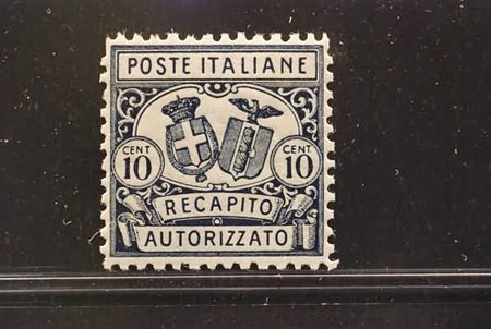 REGNO D'ITALIA - 1928, Recapito autorizzato, 10 c.azzurro (1) dent.11, ben...