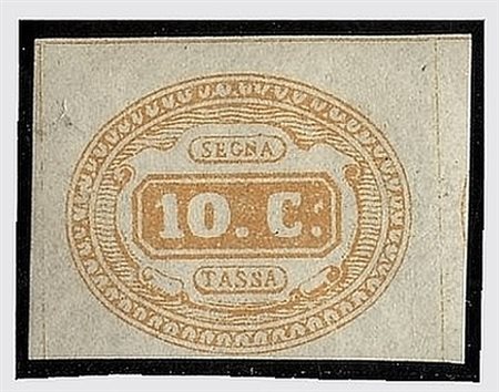 REGNO D'ITALIA - 1863, Segnatasse, 10 c. giallo (1) esemplare con gran parte...