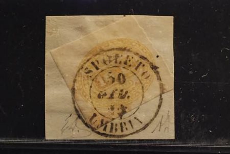 REGNO D'ITALIA - 1862, 10 c.bistro giallastro (1) annullato Spoleto su...