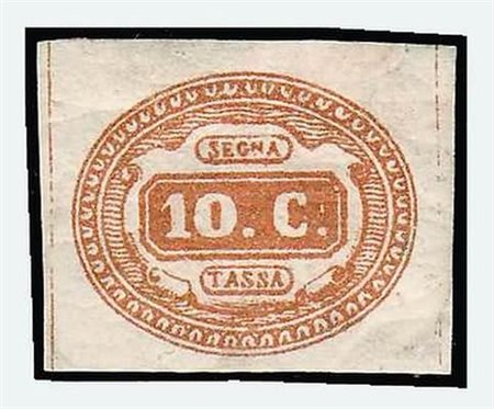 REGNO D'ITALIA - 1863, Segnatasse, 10 c. ocra (1a).(GOMMA INTEGRA)