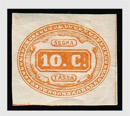 REGNO D'ITALIA - 1863, Segnatasse, 10 c. arancio (1b) molto fresco e ampi...