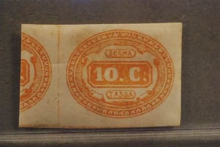 REGNO D'ITALIA - 1863, Segnatasse, 10 c. arancio (1b) con ampi margini e...