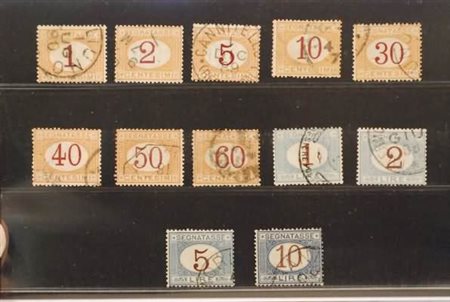 REGNO D'ITALIA - 1870-74, Segnatasse, serie cpl. di 12 valori (3/14) ben...