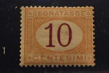 REGNO D'ITALIA - 1871, Segnatasse, 10 c. ocra e carminio (6) fresco e di...