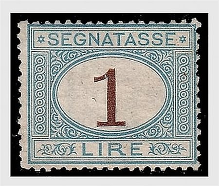 REGNO D'ITALIA - 1870, Segnatasse 1 lira azzurro chiaro e bruno (11) buona...