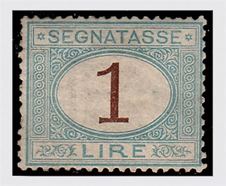 REGNO D'ITALIA - 1870, Segnatasse 1 lira azzurro chiaro e bruno (11) ben...