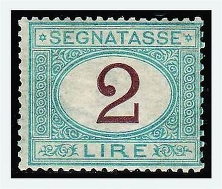 REGNO D'ITALIA - 1870, Segnatasse, 2 lire azzurro chiaro e bruno (12)...