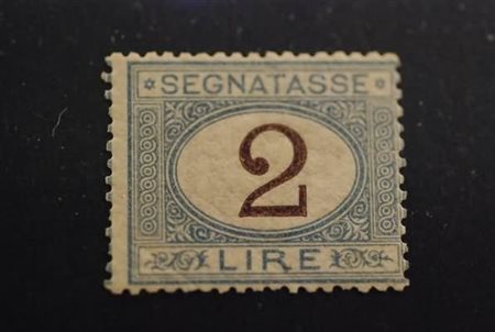 REGNO D'ITALIA - 1870, Segnatasse, 2 lire azzurro chiaro e bruno (12)...