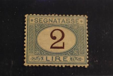 REGNO D'ITALIA - 1870, Segnatasse, 2 lire azzurro chiaro e bruno (12) ben...