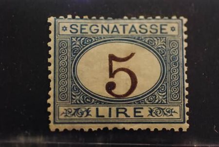 REGNO D'ITALIA - 1874, Segnatasse, 5 l. azzurro e bruno (13) discreta...
