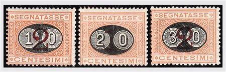 REGNO D'ITALIA - 1890-91, Segnatasse "Mascherine" 3 valori cpl. (17/19)...