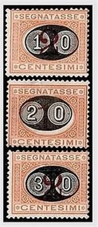 REGNO D'ITALIA - 1890-91, Segnatasse "Mascherine" 3 valori cpl. (17/19)...