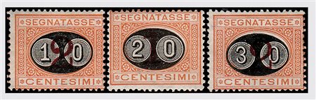 REGNO D'ITALIA - 1890-91, Segnatasse "Mascherine" 3 valori cpl. (17/19)....