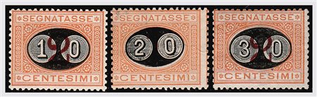 REGNO D'ITALIA - 1890-91, Segnatasse, 3 valori cpl. "mascherine" (17/19)....