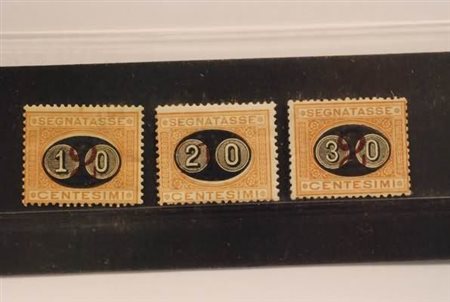 REGNO D'ITALIA - 1890-91, Segnatasse, soprastampati "mascherine" 3 valori...