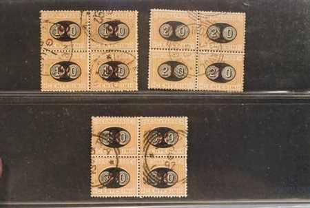 REGNO D'ITALIA - 1890-91, Segnatasse, soprastampati "mascherine" 3 valori...