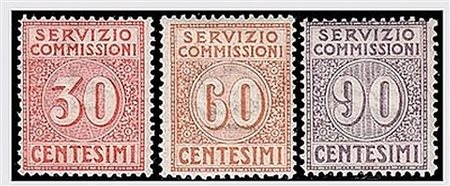 REGNO D'ITALIA - 1913, Servizio commissioni, 3 valori cpl. (1/3) ben...