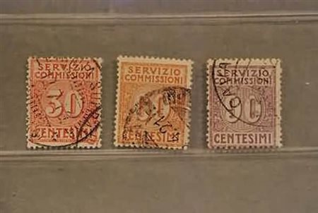 REGNO D'ITALIA - 1913, Servizio commissioni, 3 valori cpl. (1/3), annulli da...