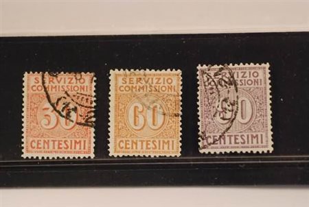 REGNO D'ITALIA - 1913, Servizio commissioni, 3 valori cpl. (1/3) con annulli...