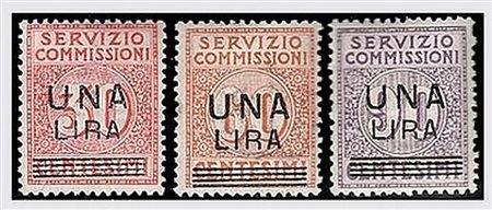 REGNO D'ITALIA - 1925, Servizio commissioni, soprastampati 3 valori cpl....