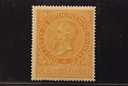 REGNO D'ITALIA - 1874, Ricognizione postale, 10 c. ocra arancio (1) discreta...